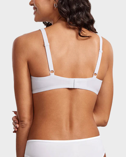 Underwire Support Seamless Unlined Balconette Bra - White