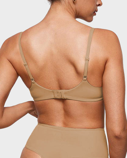 Unlined Plunge Balconette Bra with Underwire - Beige