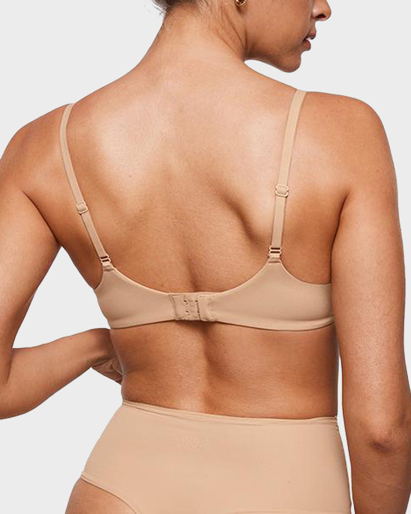 Unlined Plunge Balconette Bra with Underwire - Beige