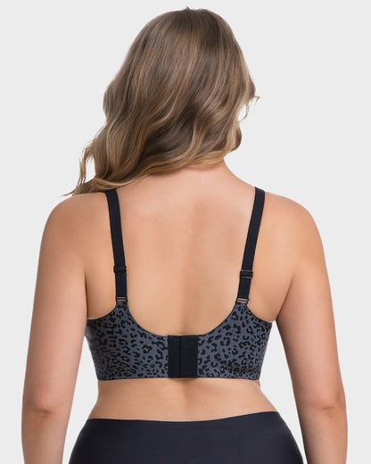 Wireless Leopard V-Neck Contour Bra - Black Leopard
