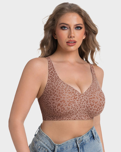 Wireless Leopard V-Neck Contour Bra - Brown Leopard
