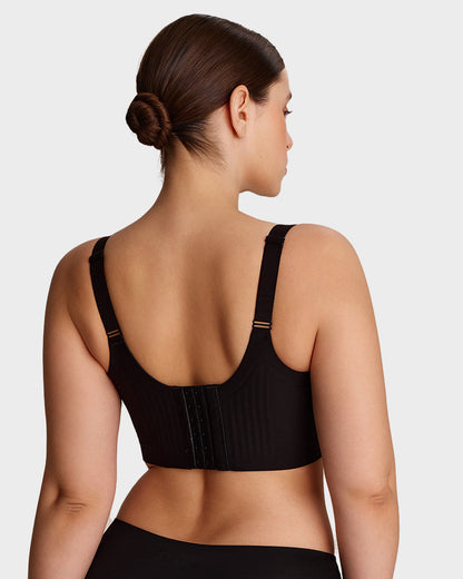 Wireless V-Neck Back & Side Smoothing Bra - Black