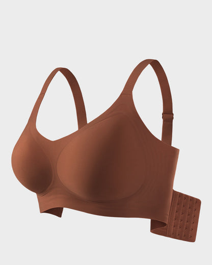 Wireless V-Neck Back & Side Smoothing Bra - Coffee
