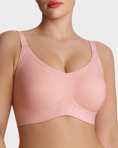 Wireless V-Neck Back & Side Smoothing Bra - Pink