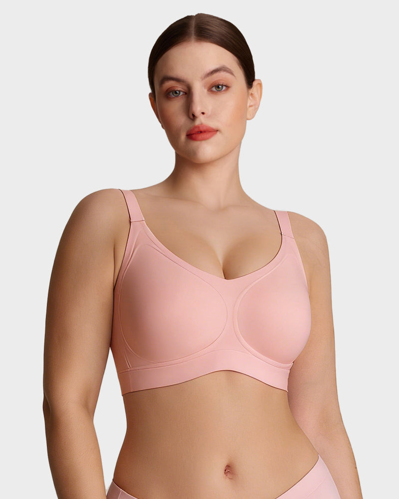 Wireless V-Neck Back & Side Smoothing Bra - Pink