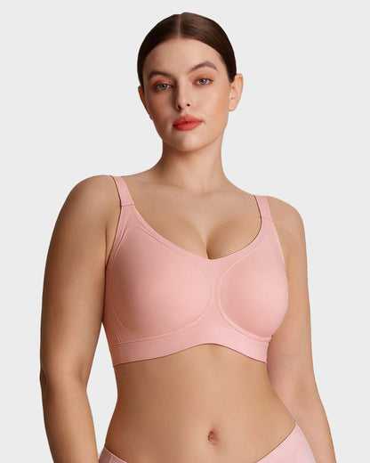 Wireless V-Neck Back & Side Smoothing Bra - Pink