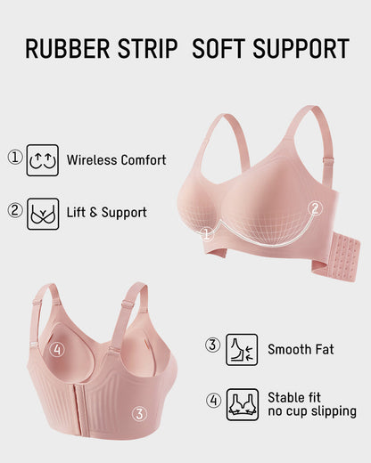 Wireless V-Neck Back & Side Smoothing Bra - Pink