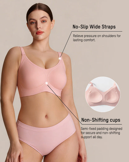 Wireless V-Neck Back & Side Smoothing Bra - Pink