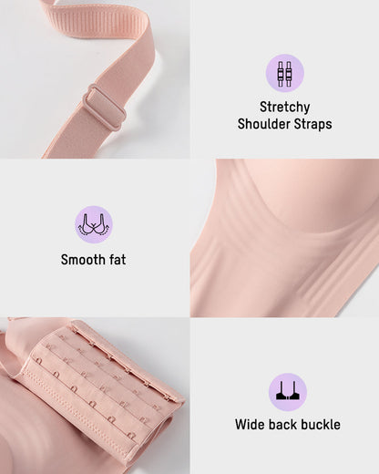 Wireless V-Neck Back & Side Smoothing Bra - Pink