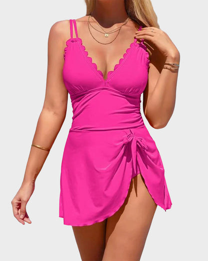 Women’s Tummy Control One-Piece Swimdress - Pink