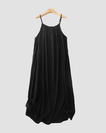 Women's Solid Color Backless Cami Dress - Black
