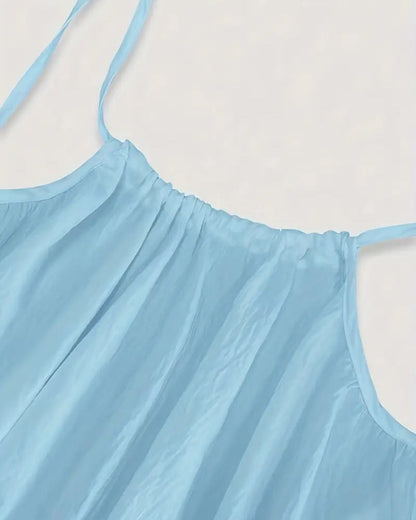 Women's Solid Color Backless Cami Dress - Blue