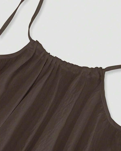Women's Solid Color Backless Cami Dress - Coffee
