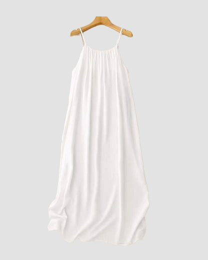 Women's Solid Color Backless Cami Dress - White