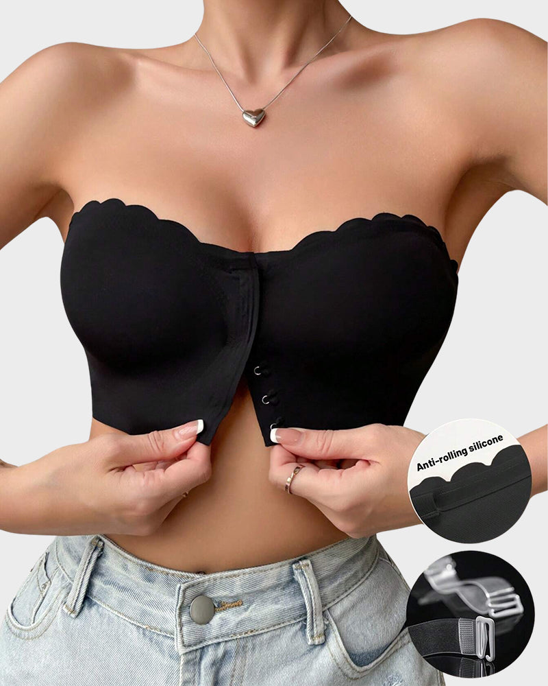 Strapless Front Closure Leopard Print Bra - Leopard