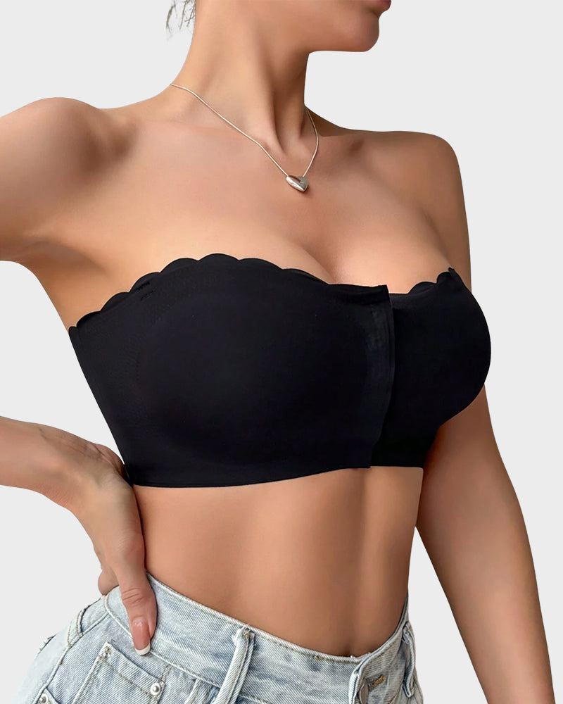 Strapless Front Closure Leopard Print Bra - Leopard