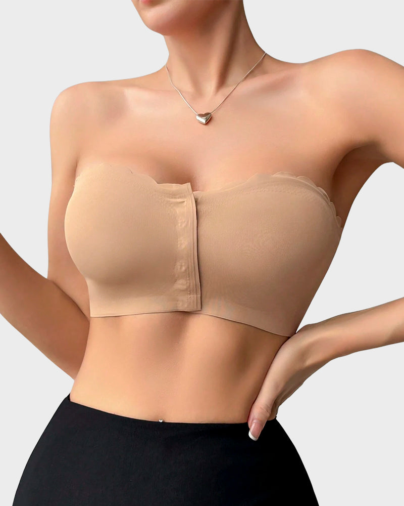 Strapless Front Closure Leopard Print Bra - Leopard