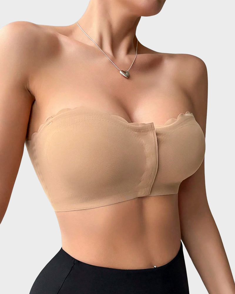 Strapless Front Closure Leopard Print Bra - Leopard
