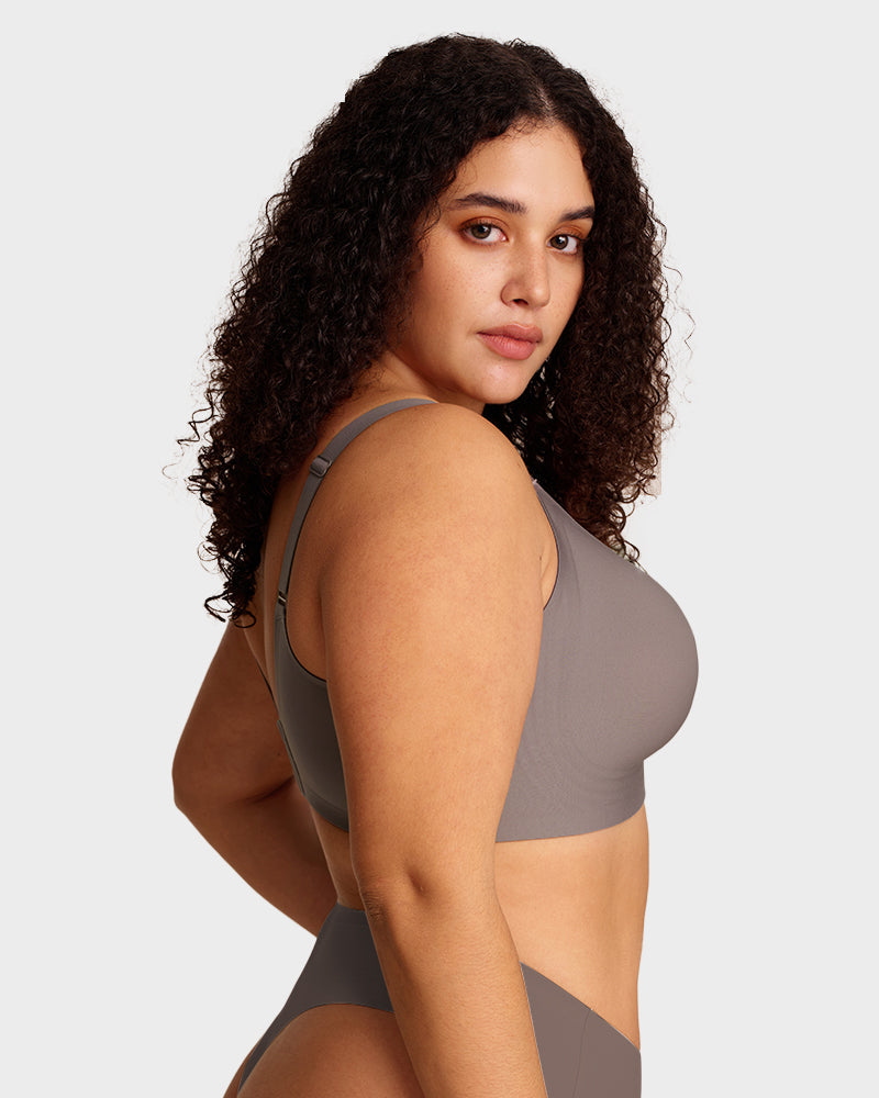 Womens Wireless Bras V Mesh Comfortable Bralette Supportive - Grey