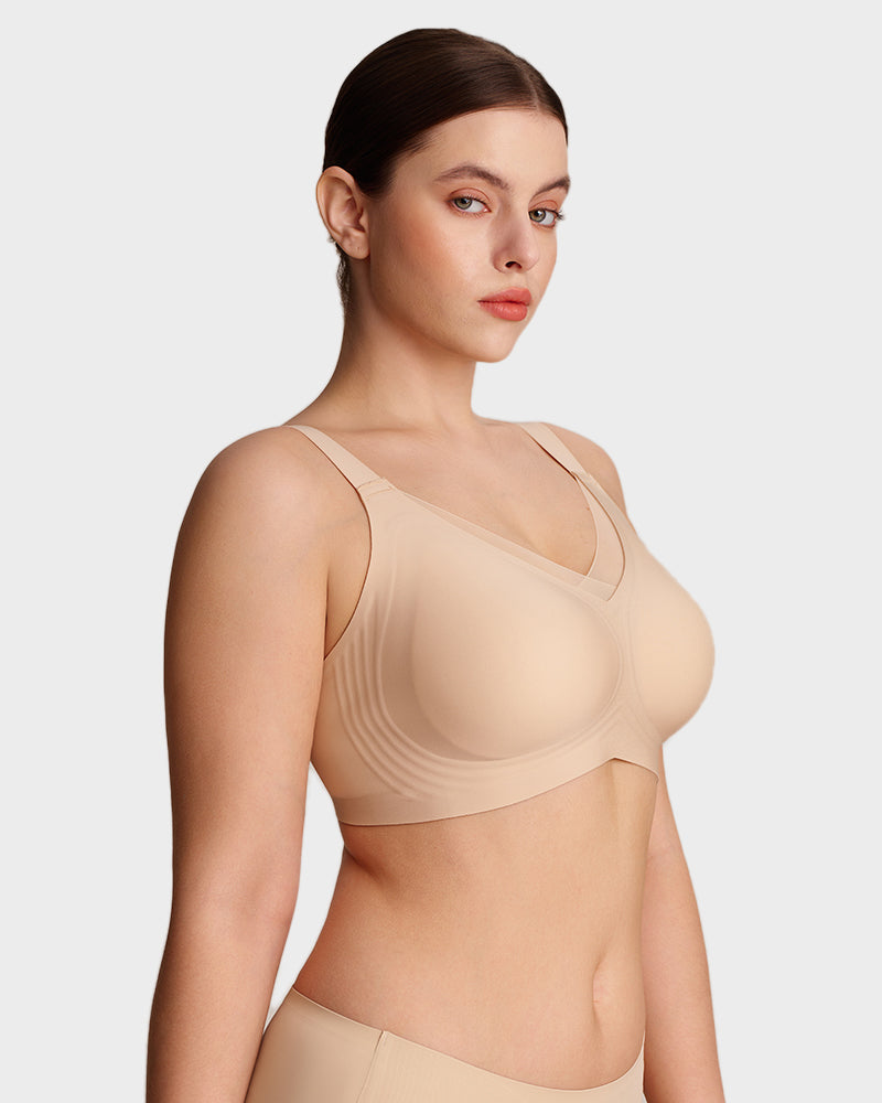 Womens Wireless Bras V Mesh Comfortable Bralette Supportive - Nude
