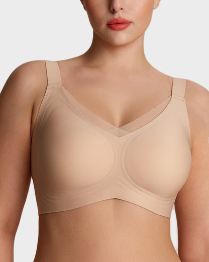 Womens Wireless Bras V Mesh Comfortable Bralette Supportive - Nude