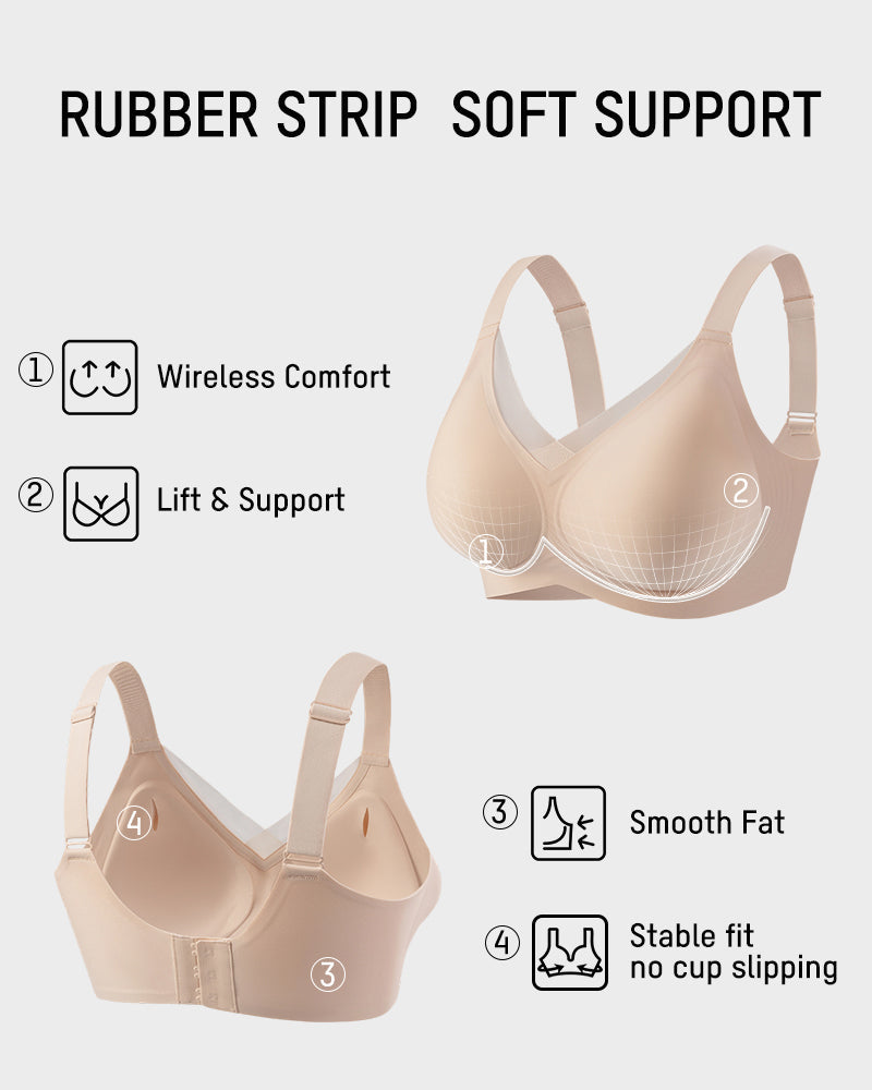 Womens Wireless Bras V Mesh Comfortable Bralette Supportive - Nude