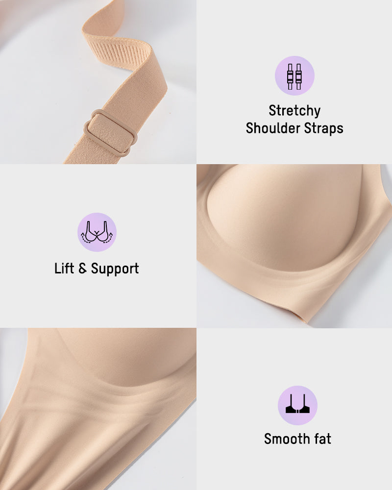 Womens Wireless Bras V Mesh Comfortable Bralette Supportive - Nude