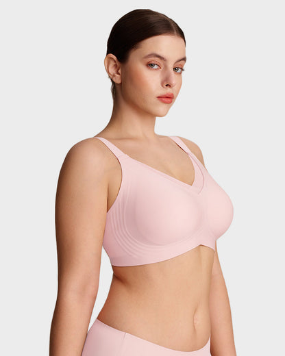 Womens Wireless Bras V Mesh Comfortable Bralette Supportive - Pink
