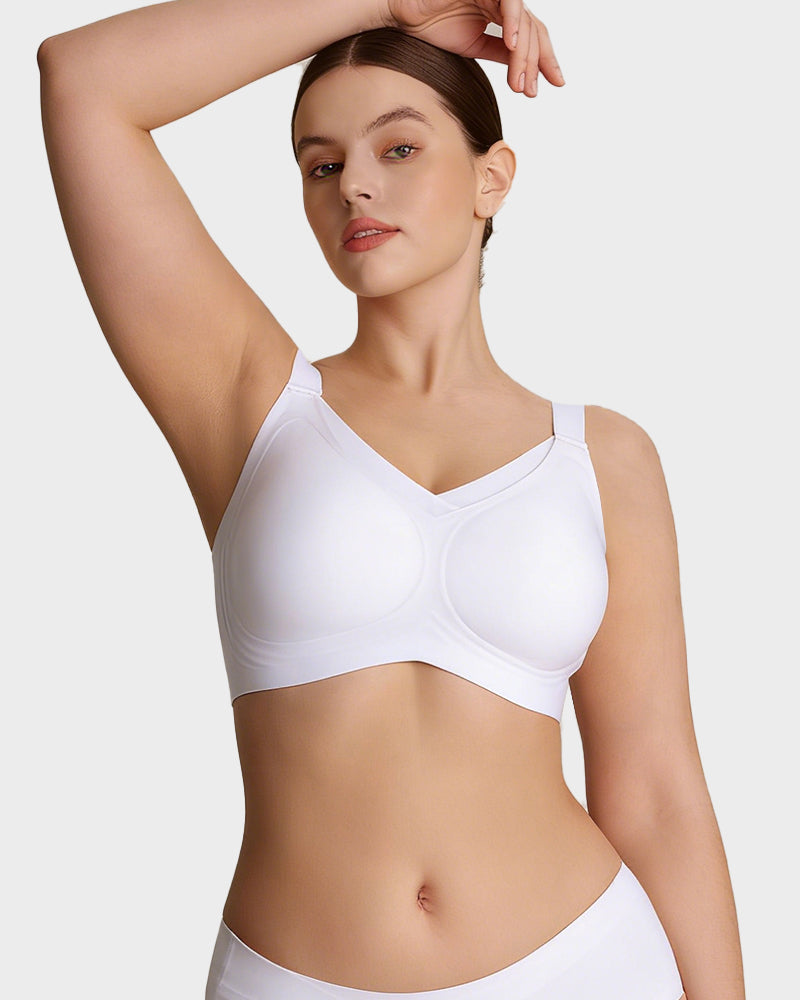 Womens Wireless Bras V Mesh Comfortable Bralette Supportive - White