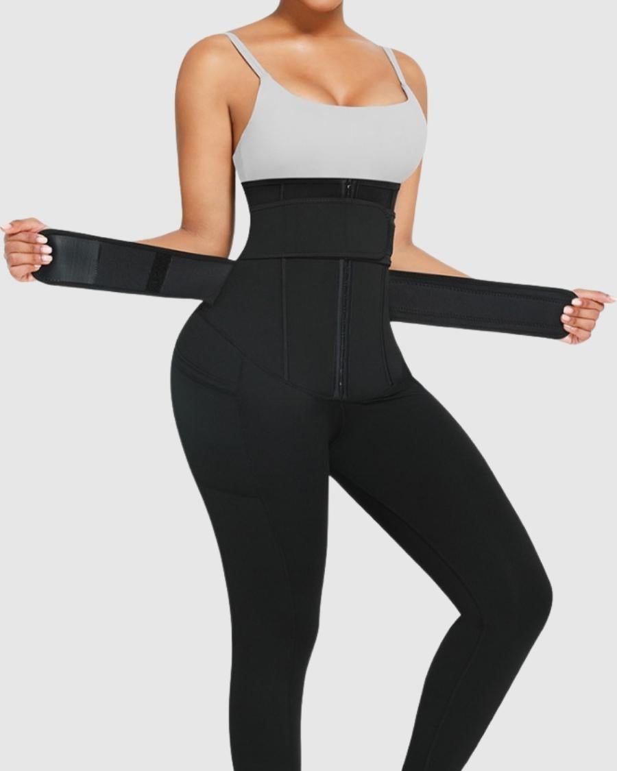 Sauna Double Band Compressing Leggings in black