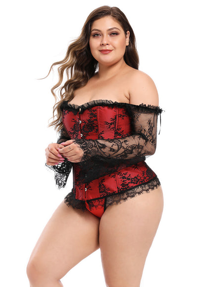 Lace Corset Set With Sleeve