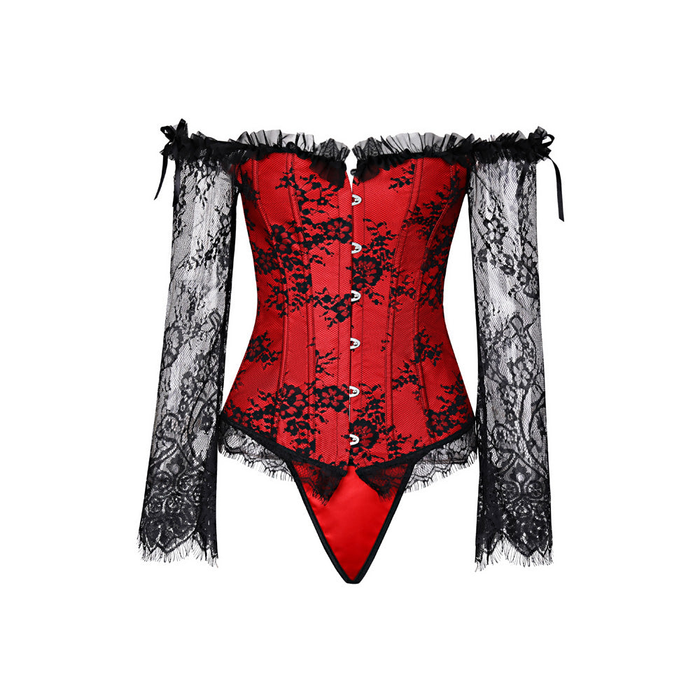 Lace Corset Set With Sleeve