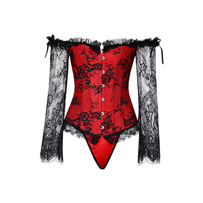 Lace Corset Set With Sleeve