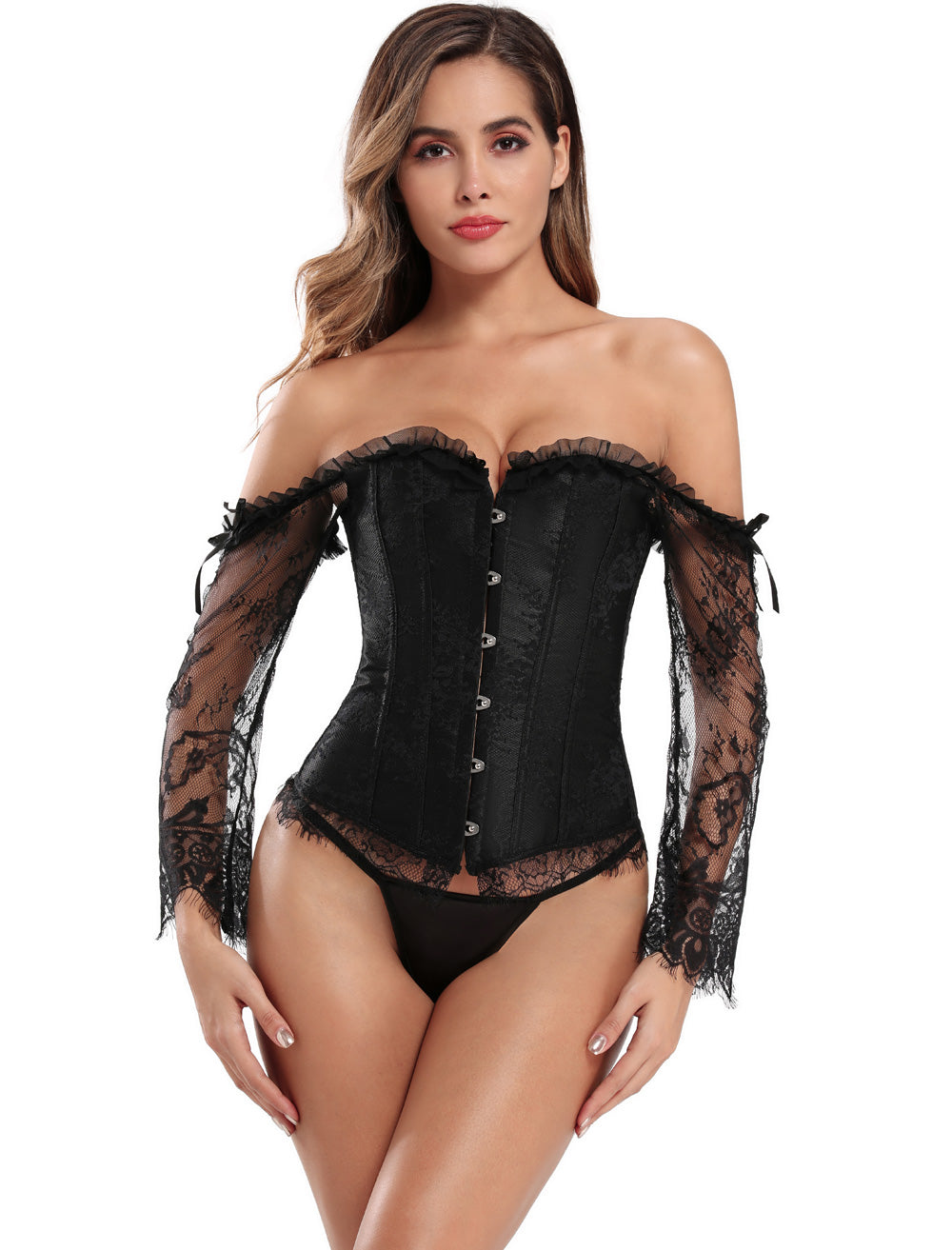 Lace Corset Set With Sleeve