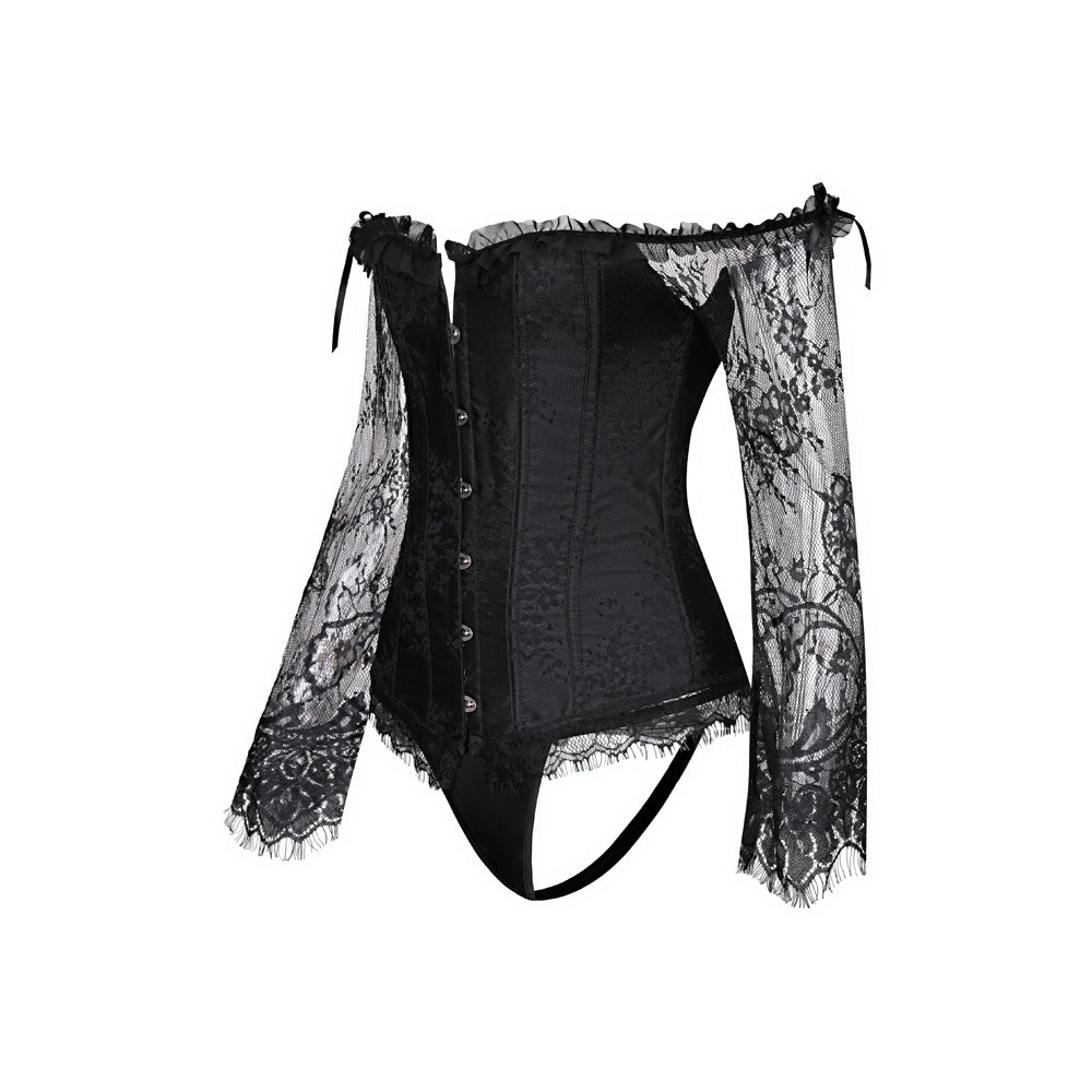 Lace Corset Set With Sleeve