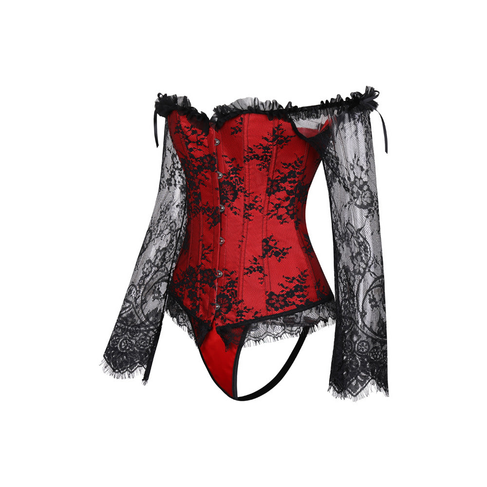 Lace Corset Set With Sleeve