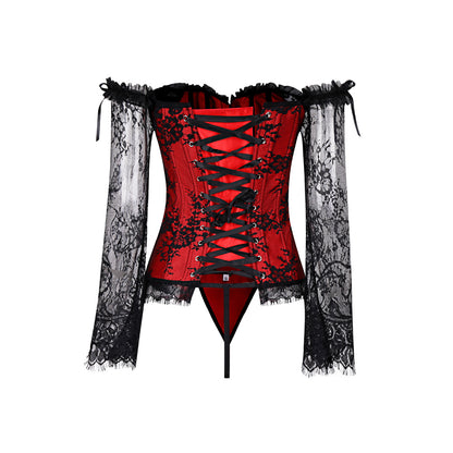 Lace Corset Set With Sleeve