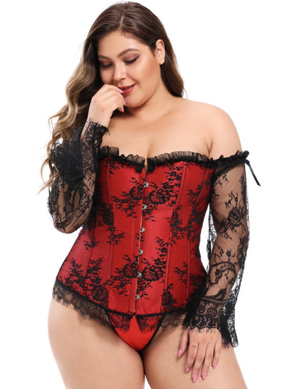 Lace Corset Set With Sleeve