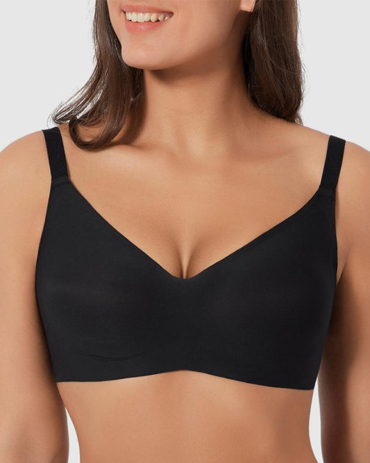 Adjustable Wireless Push Up Bra - Black