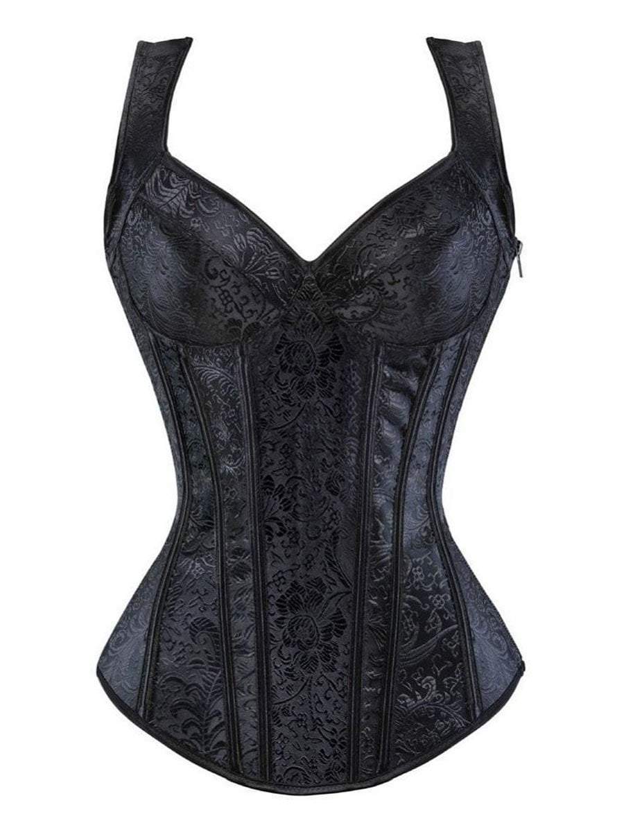 Corset Vest Lace-up Gothic Jacquard corset 2XL / Black Hourglass Gal
