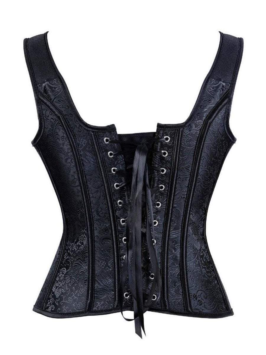Corset Vest Lace-up Gothic Jacquard – Hourglass Gal