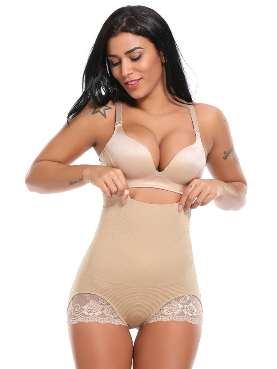 High Waist Boned Shaping Boyshort with Open-Rear-Lift Butt Lifter Beige / M/L Hourglass Gal