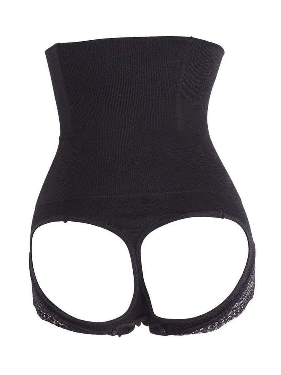 High Waist Boned Shaping Boyshort with Open-Rear-Lift Butt Lifter Hourglass Gal
