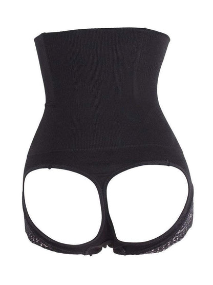 High Waist Boned Shaping Boyshort with Open-Rear-Lift Butt Lifter Hourglass Gal