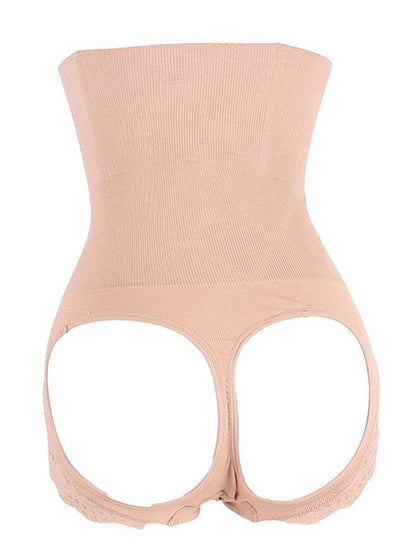 High Waist Boned Shaping Boyshort with Open-Rear-Lift Butt Lifter Hourglass Gal