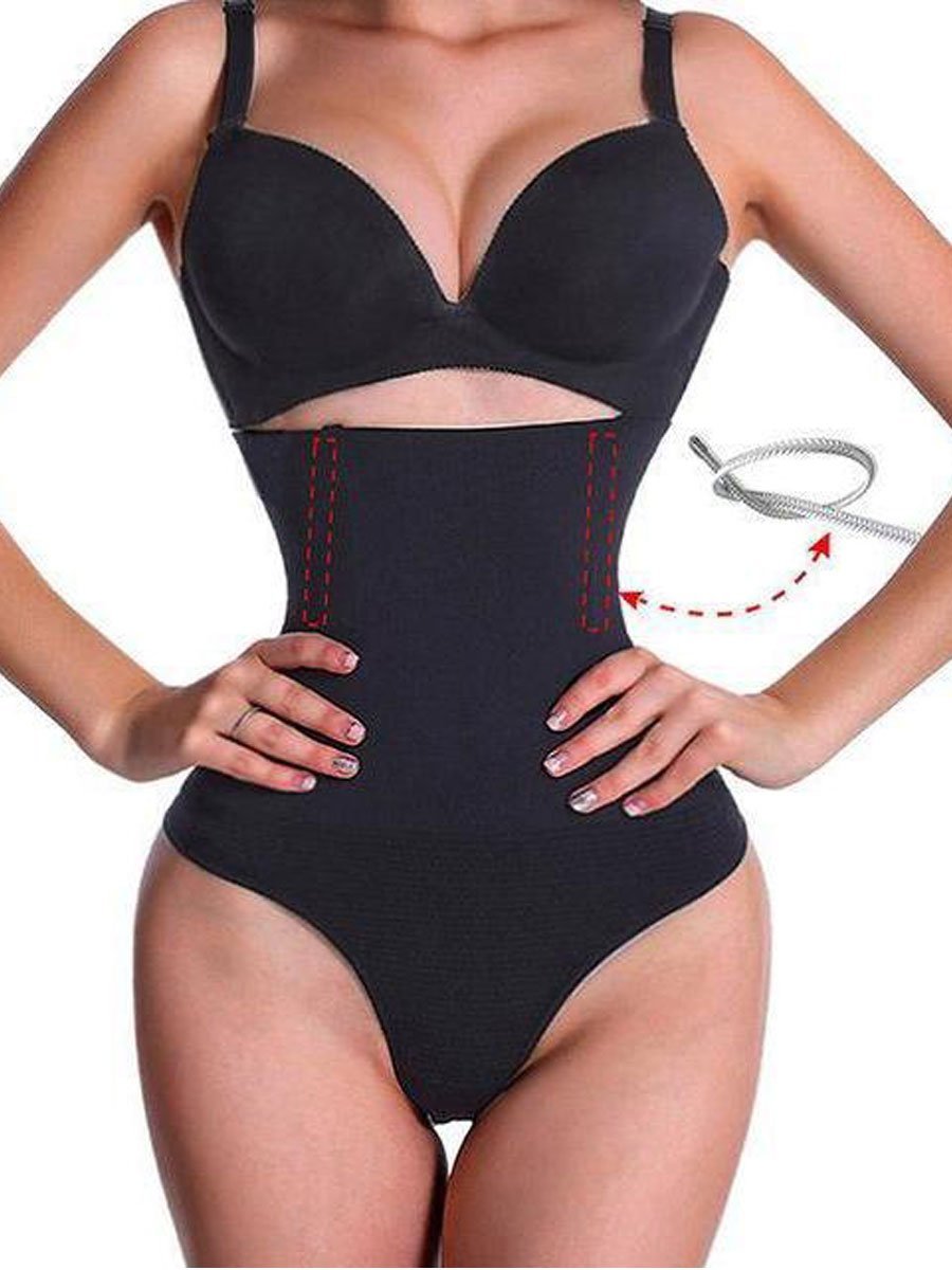 Bouanq Tummy Control Bodysuit Thong High Waisted Shapewear with