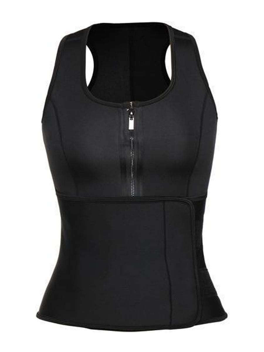 Neoprene Zip-up Waist Trainer Sweat Vest Active wear Black / 2XL Hourglass Gal