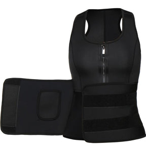 Neoprene Zip-up Waist Trainer Sweat Vest Active wear Black / L Hourglass Gal