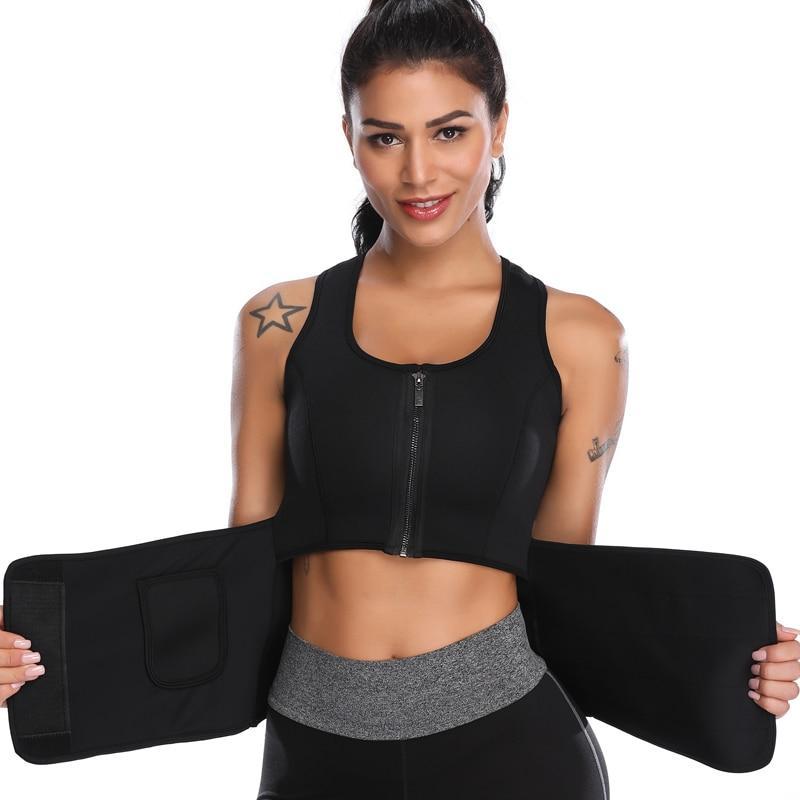Neoprene Zip-up Waist Trainer Sweat Vest Active wear Black / M Hourglass Gal