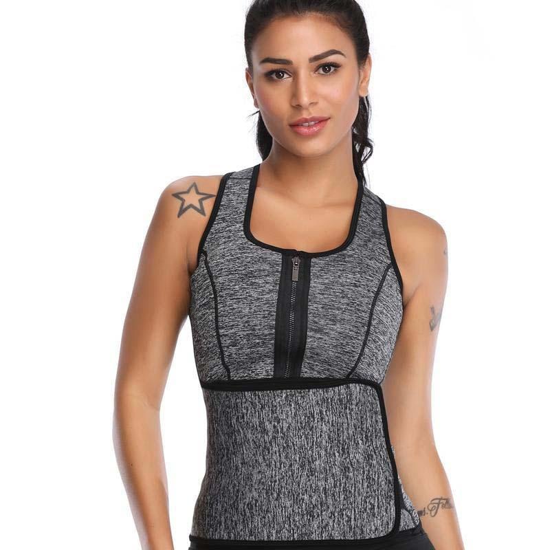 Neoprene Zip-up Waist Trainer Sweat Vest Active wear Gray / 2XL Hourglass Gal